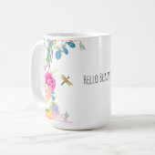 Schönes pfirsichrosa Gelbe Farbe Blüte Kaffeetasse (Vorderseite Links)