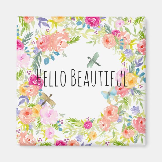 Schönes pfirsichrosa Gelbe Farbe Blüte Magnet (Vorne)