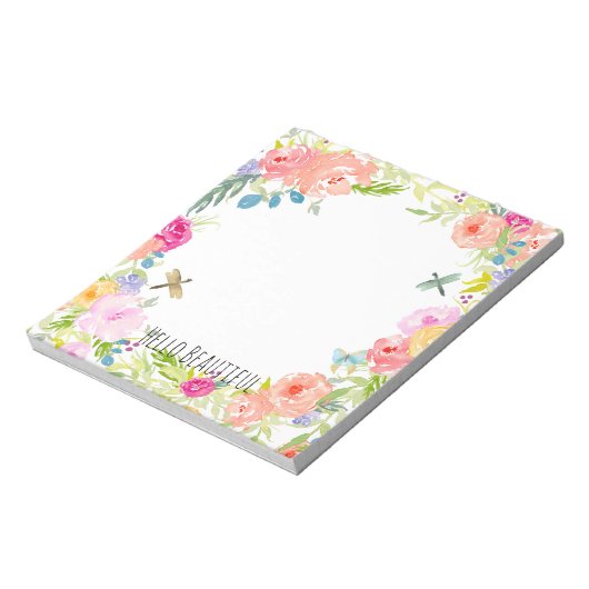 Schönes pfirsichrosa Gelbe Farbe Blüte Notizblock (Rotiert)