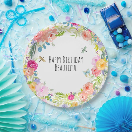 Schönes pfirsichrosa Gelbe Farbe Blüte Pappteller (Party)