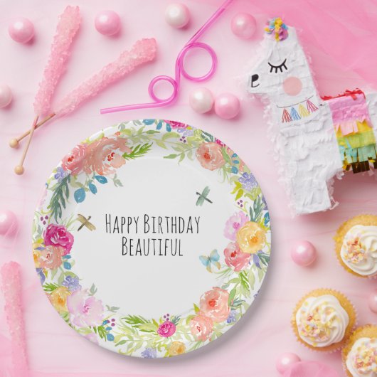 Schönes pfirsichrosa Gelbe Farbe Blüte Pappteller (Party)