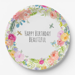 Schönes pfirsichrosa Gelbe Farbe Blüte Pappteller