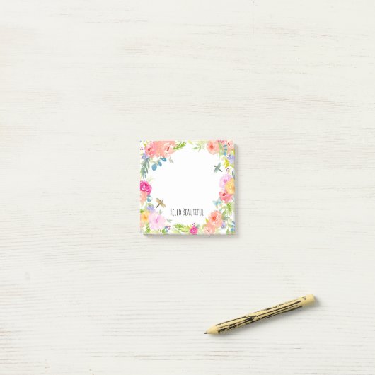 Schönes pfirsichrosa Gelbe Farbe Blüte Post-it Klebezettel (Auf Schreibtisch)