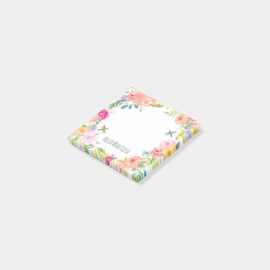 Schönes pfirsichrosa Gelbe Farbe Blüte Post-it Klebezettel (angewinkelt)