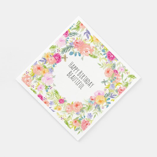 Schönes pfirsichrosa Gelbe Farbe Blüte Serviette (Ecke)