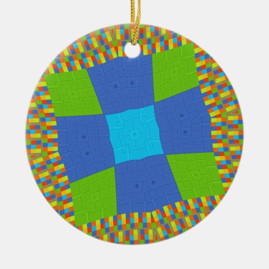 Schönes Phantastisches blaues Cyan Kunstdruckdesig Keramik Ornament (Vorne)