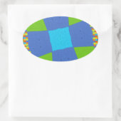 Schönes Phantastisches blaues Cyan Kunstdruckdesig Ovaler Aufkleber (Tasche)