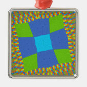 Schönes Phantastisches blaues Cyan Kunstdruckdesig Silbernes Ornament (Vorne)