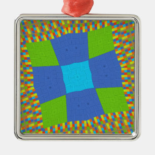 Schönes Phantastisches blaues Cyan Kunstdruckdesig Silbernes Ornament