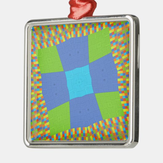 Schönes Phantastisches blaues Cyan Kunstdruckdesig Silbernes Ornament (Links)