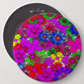 Schönes Phantastisches Blumenmuster Button (Vorne & Hinten)