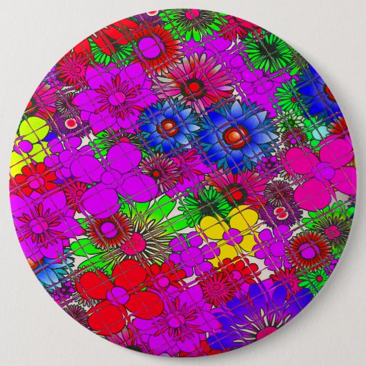 Schönes Phantastisches Blumenmuster Button (Vorderseite)
