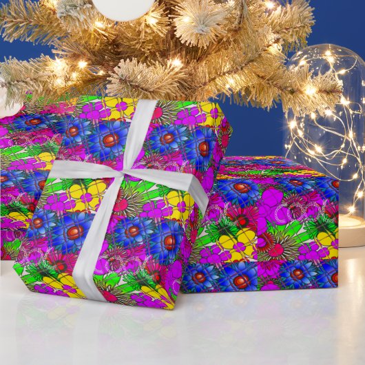 Schönes Phantastisches Blumenmuster Geschenkpapier (Feiertage)