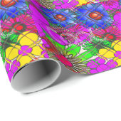 Schönes Phantastisches Blumenmuster Geschenkpapier (Rolleneckpunkt)