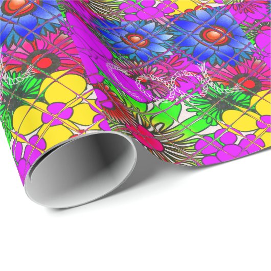 Schönes Phantastisches Blumenmuster Geschenkpapier (Rolleneckpunkt)