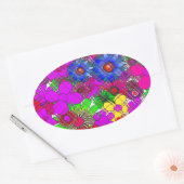 Schönes Phantastisches Blumenmuster Ovaler Aufkleber (Umschlag)
