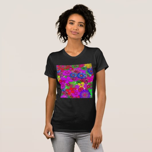 Schönes Phantastisches Blumenmuster T-Shirt (Vorne ganz)