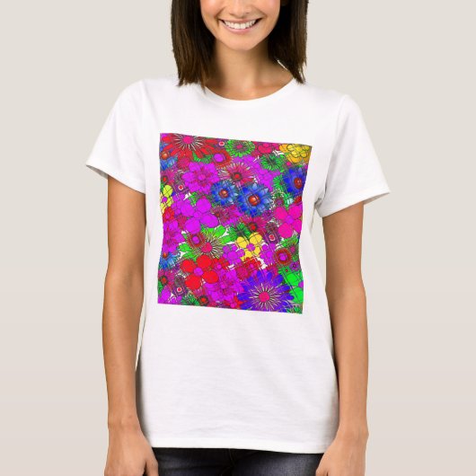 Schönes Phantastisches Blumenmuster T-Shirt (Vorderseite)
