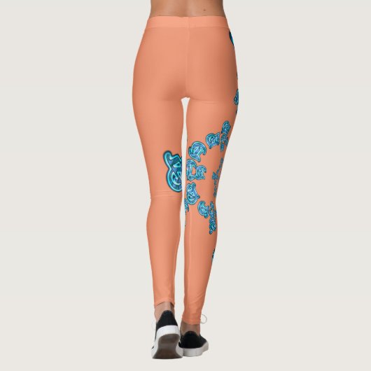Schönes phantastisches Lachs-Monogramm-Farbdesign Leggings (Rückseite)