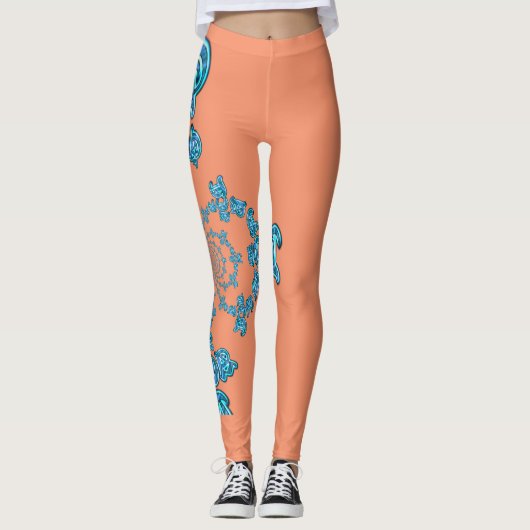 Schönes phantastisches Lachs-Monogramm-Farbdesign Leggings (Vorderseite)