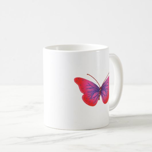 Schönes Phantastisches Rosa und lila Schmetterling Kaffeetasse (VorderseiteRechts)