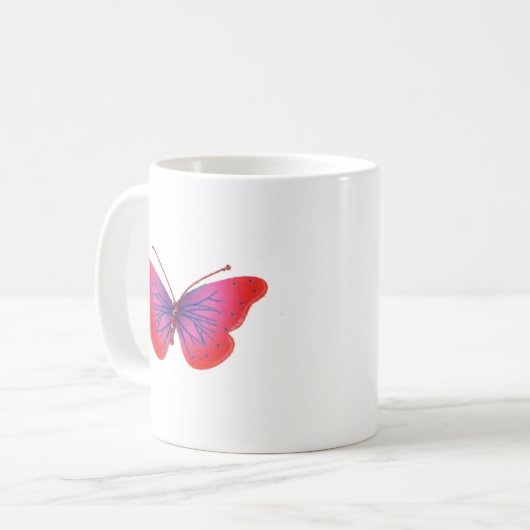 Schönes Phantastisches Rosa und lila Schmetterling Kaffeetasse (Vorderseite Links)