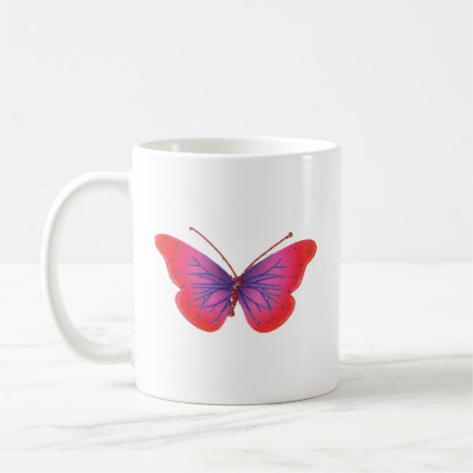 Schönes Phantastisches Rosa und lila Schmetterling Kaffeetasse (Links)