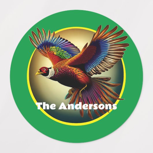 Schönes Pheasant Rooster Etiketten (Design 2)