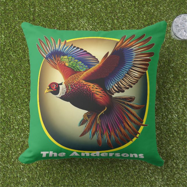 Schönes Pheasant Rooster Kissen (Gras)