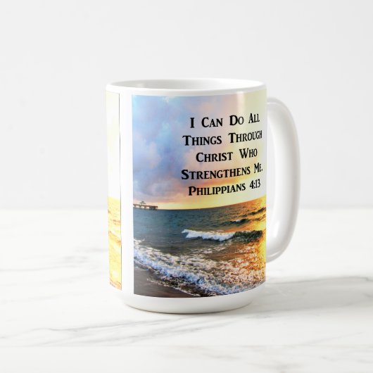 SCHÖNES PHILIPPIANS 4:13 SCRIPTURE-FOTO KAFFEETASSE (VorderseiteRechts)