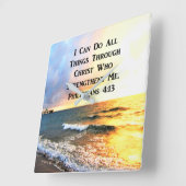 SCHÖNES PHILIPPIANS 4:13 SCRIPTURE-FOTO QUADRATISCHE WANDUHR (Winkel)