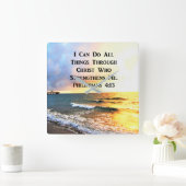 SCHÖNES PHILIPPIANS 4:13 SCRIPTURE-FOTO QUADRATISCHE WANDUHR (Zuhause)