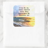 SCHÖNES PHILIPPIANS 4:13 SCRIPTURE-FOTO QUADRATISCHER AUFKLEBER (Tasche)