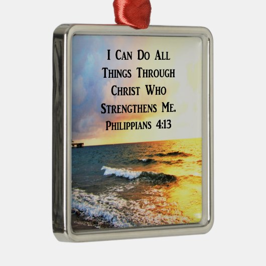 SCHÖNES PHILIPPIANS 4:13 SCRIPTURE-FOTO SILBERNES ORNAMENT (Rechts)