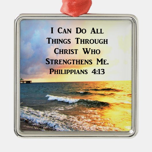 SCHÖNES PHILIPPIANS 4:13 SCRIPTURE-FOTO SILBERNES ORNAMENT (Vorne)