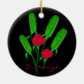 Schönes Pickle Bouquet mit Rose Thunder_Cove Keramik Ornament (Hinten)