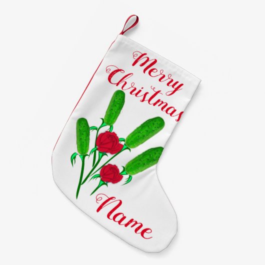 Schönes Pickle Bouquet mit Rose Thunder_Cove Kleiner Weihnachtsstrumpf (Vorderansicht (hängend))