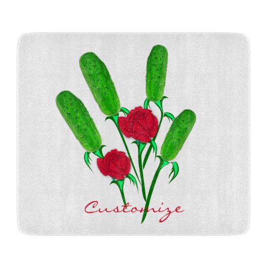 Schönes Pickle Bouquet mit Rose Thunder_Cove Schneidebrett (Vorderseite)
