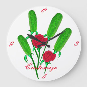 Schönes Pickle Bouquet mit RosesThunder_Cove Große Wanduhr
