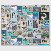Schönes Pinguin Foto Collage Muster Geschenkpapier (Flach)