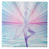 Schönes Pink & Blue Vrikshasana Yoga Fliese (Vorderseite)