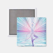 Schönes Pink & Blue Vrikshasana Yoga Magnet (Vorderseite/Rückseite)