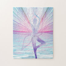 Schönes Pink & Blue Vrikshasana Yoga Puzzle