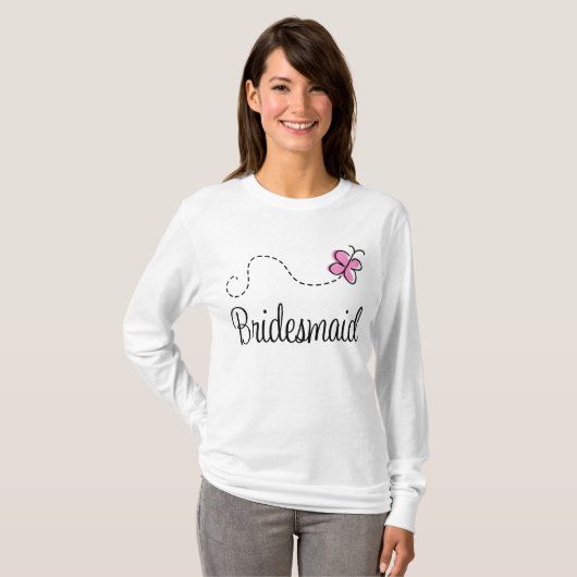 Schönes Pink Butterfly Bridesmaid T-Shirt (Vorne ganz)