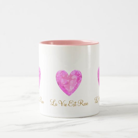 Schönes Pink Gem Herz Zweifarbige Tasse (Mittel)