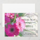 Schönes Pink Gerbera Daisy Floral Brautparty Einladung (Vorne/Hinten)