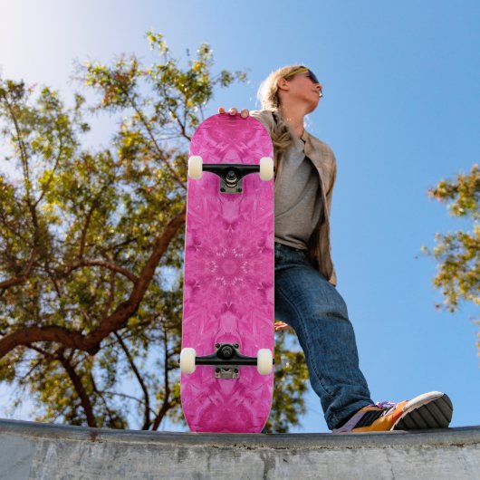 Schönes Pink Girl Lace Kaleidoscope Muster Skateboard (Außenbereich 1)