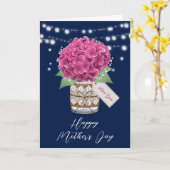 Schönes Pink Hydrangea Rustikaler Muttertag Karte (Gelbe Blume)