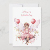 Schönes Pink & Lavender Birthday Fairy Karte (Vorderseite)
