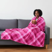 Schönes Pink Magenta Kariert große Fleece Blanka